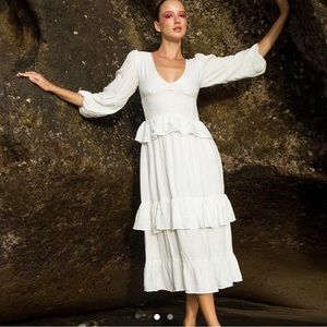 Bohemian white vintage maxi prairie dresses